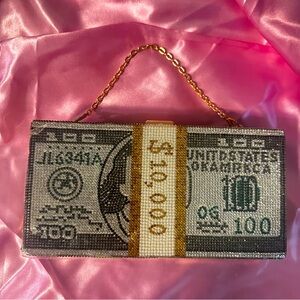 Green & Silver Bling Money Clutch, Handheld, & Crossbody Purse Bag